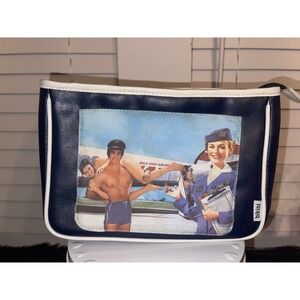 Vintage Vinyl Flight Bag "Mile High Airlines" Retro Graphic Print 60's-70's Rare